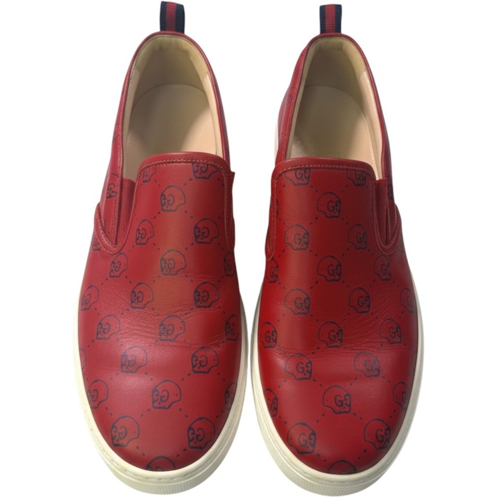Gucci Ghost Ace Mens Red Leather GG Skull authenticity guarantee sneakers 407362
